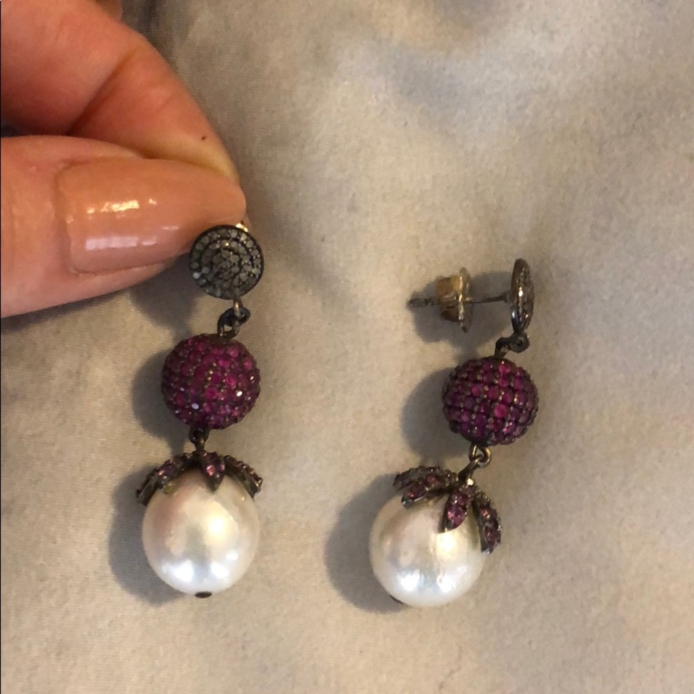 Faux pearl drop earrings